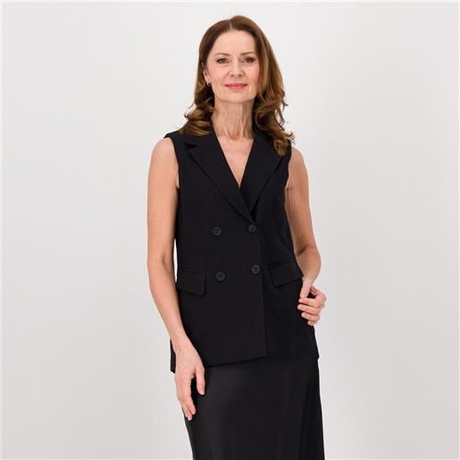 Officina della Moda gilet in misto viscosa fiammato scollo rever