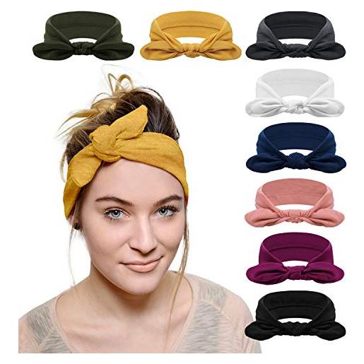 DRESHOW 8 pezzi fasce per capelli donna elastica turbante fascia capelli cerchietti annodato fasce accessori capelli