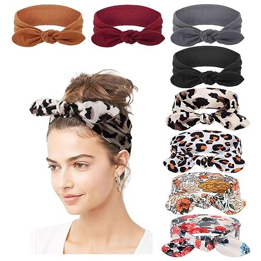 DRESHOW 8 pezzi fasce per capelli boho stile criss cross turbante fascia accessori cerchietti per donna ragazze