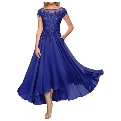 Sincemeet abito della madre della sposa abito da sera lungo formale in pizzo abito da ospite di nozze in chiffon a maniche corte