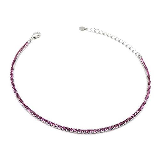 Bracciale Tennis Cipollina In Argento 925 Rodiato Con Zirconi – 18 Cm, Larghezza 2,5 Mm, Made In Italy, Maglione Gioielli