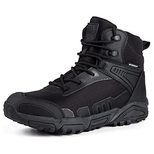 Stivali Militari Uomo Stivali Tattici Militari SWAT Neri Brandit - Stivali Da Combattimento Impermeabili, Outdoor, Robusti Scarpe Militari Antiscivolo
