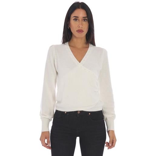 TWINSET maglia TWINSET incrociata con perle bianca, colore bianco