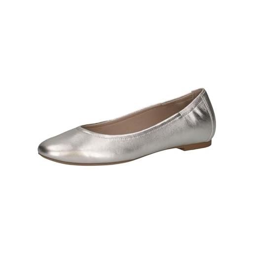 CAPRICE donna ballerine in pelle eleganti, argento (pearl metallic), 40 eu