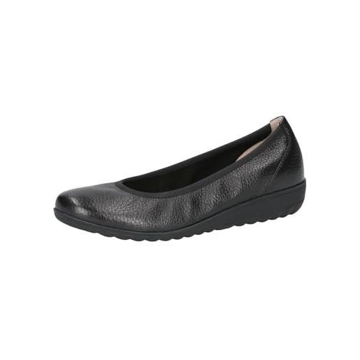 CAPRICE donna ballerine in pelle con plateau, nero (black deer), 41 eu
