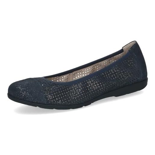 Caprice ballerine da donna in pelle, blu (ocean sparkle), 42 eu