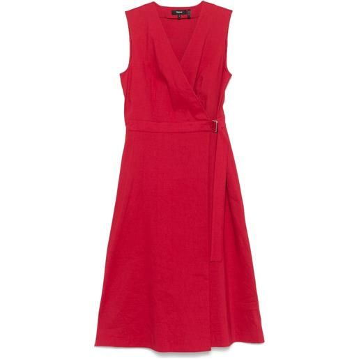 Theory abito midi svasato - rosso