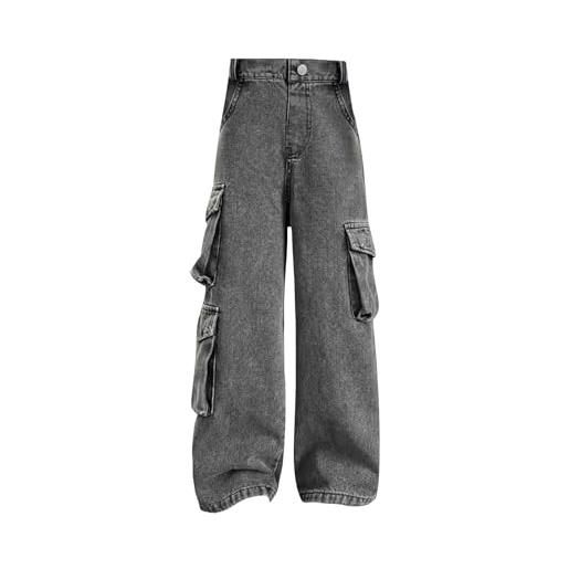 SHEIN Jeans dritti in denim strappato e consumato, con bottoni frontali