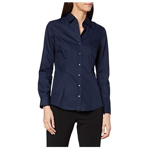 Seidensticker city bluse langarm slim fit uni bügelfrei, camicia donna, blu (dunkelblau), 42