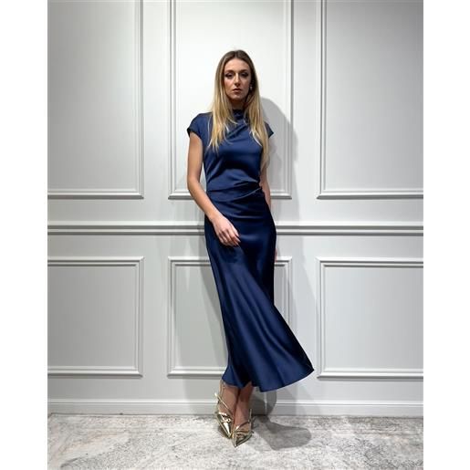 IMPERIAL abito midi drappeggiato in raso a manica scesa - IMPERIAL