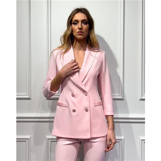 IMPERIAL blazer doppiopetto con dettagli in raso - agata - IMPERIAL