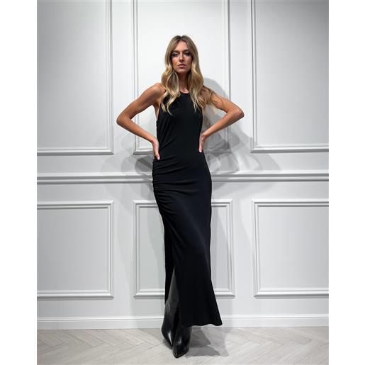 VICOLO abito lungo con arriccio e scollo halter - VICOLO