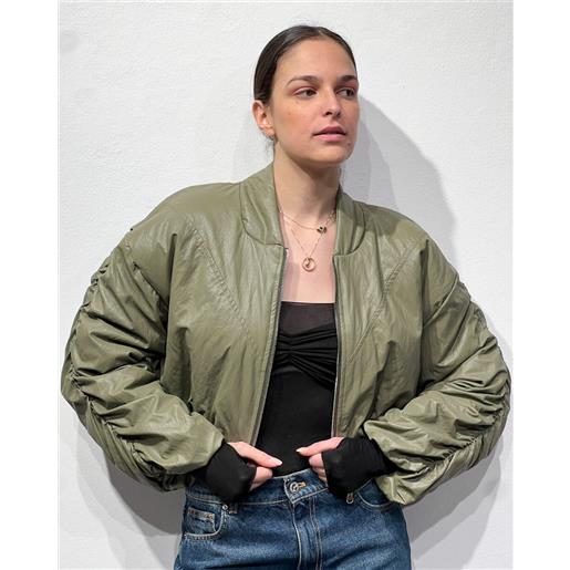 HAVEONE giubbotto bomber crop in ecopelle - HAVEONE