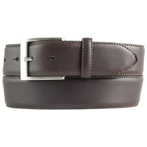 BELTINGER cintura in denim di alta qualità in pelle bovina pieno fiore 4,0 cm | cintura in pelle curva da uomo 40 mm | cintura in denim con fibbia in acciaio inox made in italy | marrone 90 cm