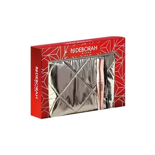 Deborah milano - pochette idea regalo, include mascara instant maxi volume e eyeliner pen 24 ore extra nero, n. 05