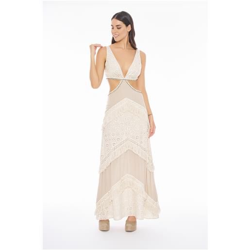 Miss Bikini abito lungo in sangallo con dettagli cut out