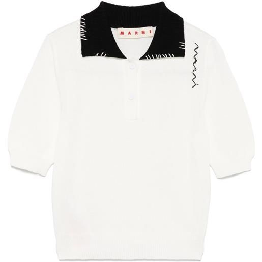 Marni polo con colletto a contrasto - bianco