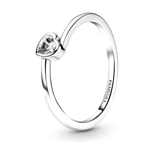PANDORA anello con solitario a forma di cuore, 50