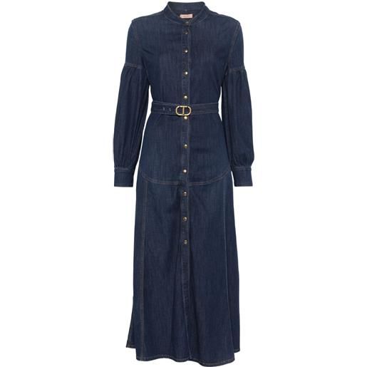 TWINSET abito lungo denim con cintura - blu