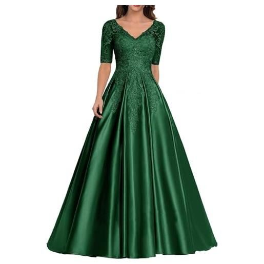 Sincemeet abiti da donna in raso per la madre della sposa abito da sera formale in pizzo abito da ballo lungo con scollo a v
