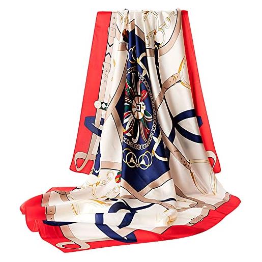 WTWVIAN sciarpa in seta 100% 110 x 110 cm di lunghezza, leggera protezione solare, sciarpe avvolgenti con confezione regalo, bianco