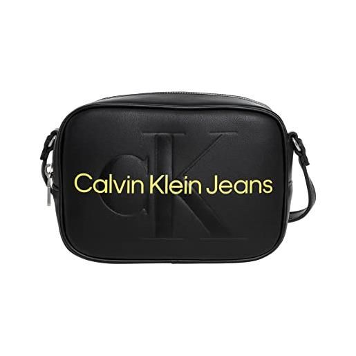 Calvin Klein Jeans calvin klein borsa donna ck jeans a spalla con tracolla articolo k60k610275 sculpted camera bag - cm. 19 x cm. 14 x cm. 8,5 (circa), 0gn fashion black, taglia unica