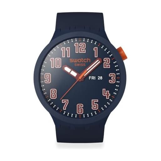 Swatch orologio big bold sb01s700 essentialy confident, blu e arancio