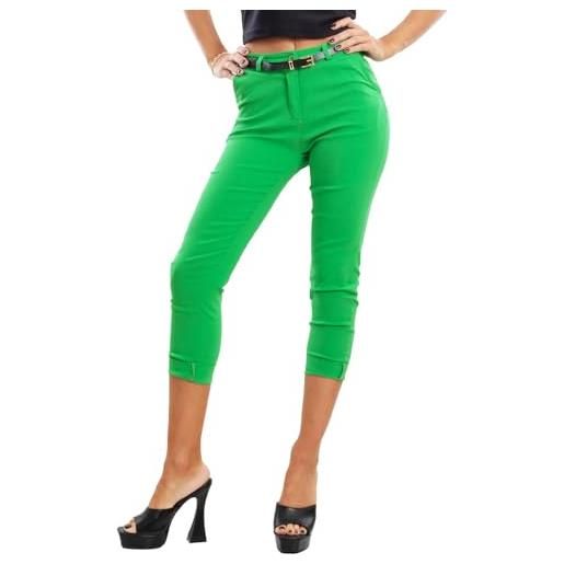 Toocool pantaloni donna estivi leggeri classici eleganti capri corti pinocchietto vb-2918 [m, lilla]