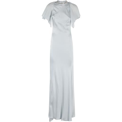 Amen abito lungo in raso - blu