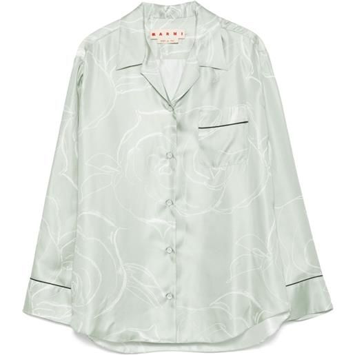Marni camicia in seta con stampa - verde