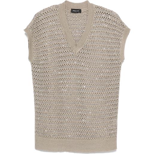 Fabiana Filippi canotta con paillettes - marrone