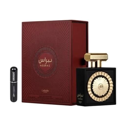 RESAES Resistant and aesthetic profumo nebras originale 100 ml, profumo arabo unisex di lunga durata, eau de parfum include atomizzatore ricaricabile 5 ml, fragranza dolce con note di bacche rosse, mandarino, vaniglia e ambra