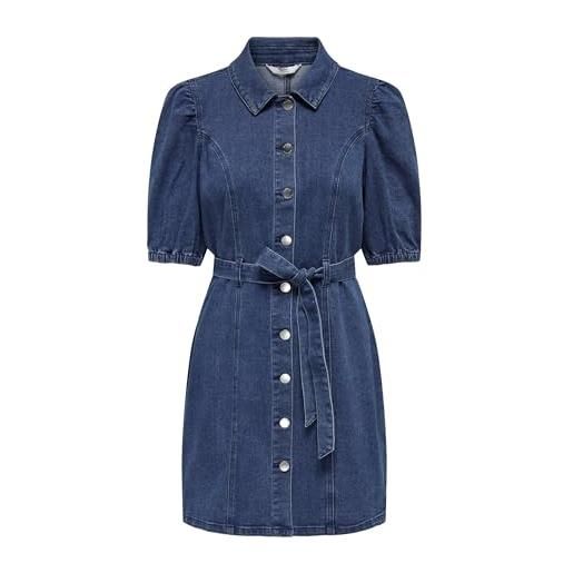 Only onlvibbe ss belt dnm dress mbd noos abito jeans, media blu denim, xl