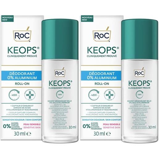 ROC Opco LLC roc keops® deodorante roll-on 0% sali di alluminio set da 2 2x30 ml