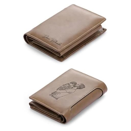 Presentimental portafoglio uomo personalizzato portafoglio foto con nome rfid portafoglio uomo slim porta carte di credito regali di festa del papà natale san valentino compleanno (style 2)