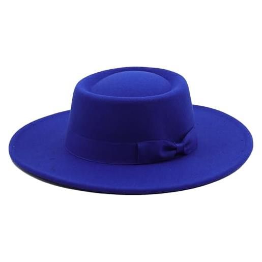 Generic cappello fedora a tesa larga da 8,5 cm cappello jazz donna uomo cappello classico in feltro cappello in feltro da donna blue 56-58cm