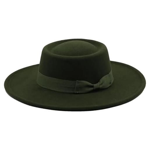 Generic cappello fedora a tesa larga da 8,5 cm cappello jazz donna uomo cappello classico in feltro cappello in feltro da donna army en8 56-58cm