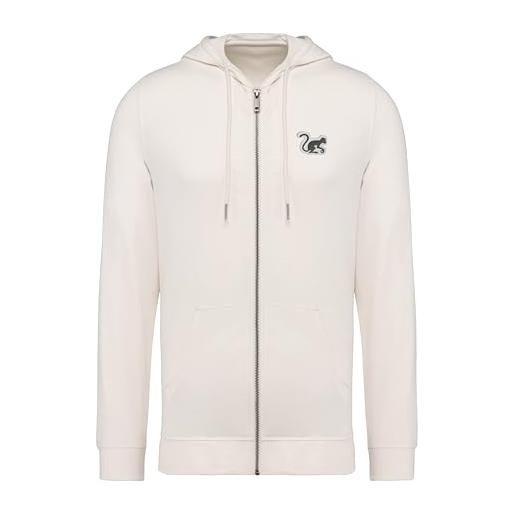 Surf Monkey felpa con cappuccio sottile con cerniera ecologica primavera/estate - modal, un materiale ecologico e durevole - uomo/donna (it, testo, xl, regular, regular, bianco rotto)