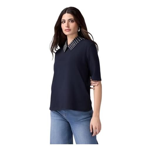 Oltre: t-shirt maniche corte con colletto gioiello blu. S stagione primavera estate 2025. 