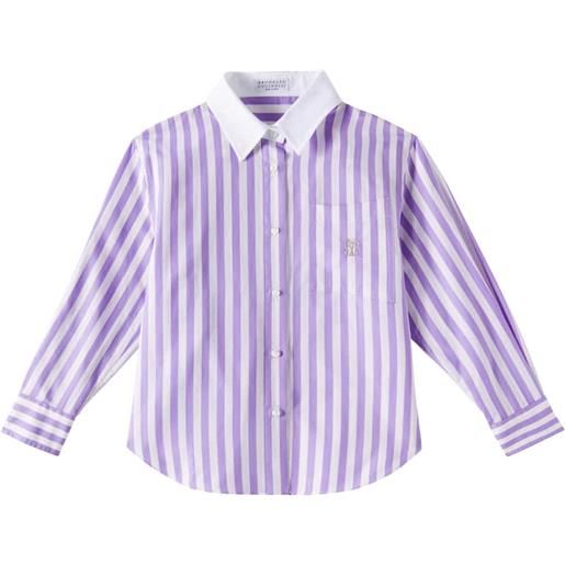 Brunello Cucinelli Kids blusa in cotone e seta a righe