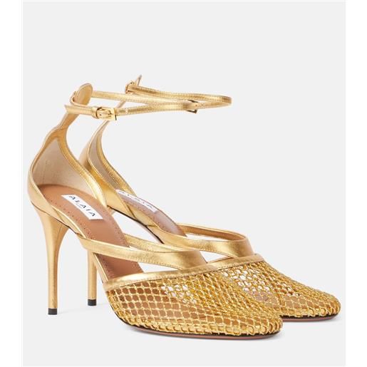 Alaia alaïa pumps infradito fishnet 90 in pelle