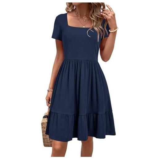 Newshows vestito estivo da donna, lunghezza al ginocchio, abito da spiaggia, abiti estivi, elegante abito corto da festa con tasche