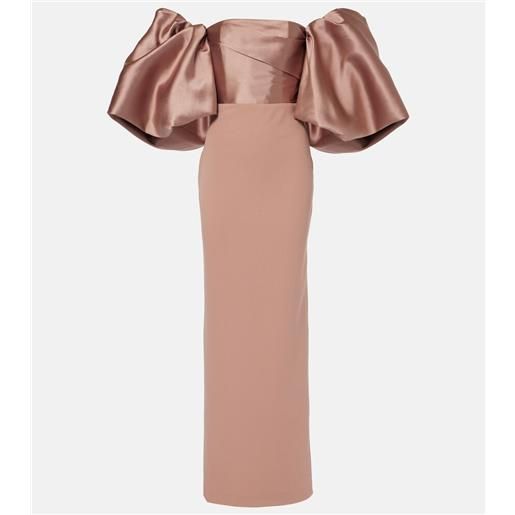 Solace London abito lungo off-shoulder floris con raso