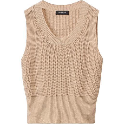 Fabiana Filippi top con bordo a coste - toni neutri