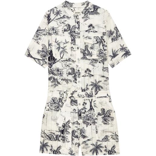 Zadig&Voltaire tuta corta con stampa tropical island - bianco