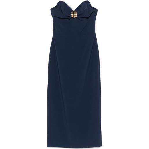 Elisabetta Franchi abito midi in crêpe con fiocco - blu