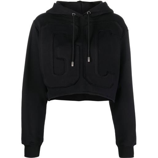 GCDS felpa crop con applicazione - nero