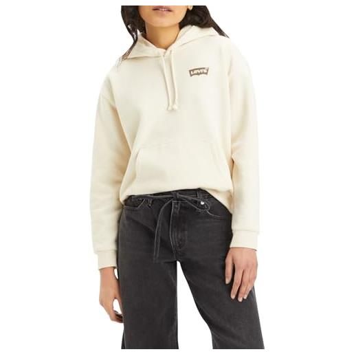 Levi's graphic everyday hoodie, felpa con cappuccio annessa cheetah bw fill white swan, s donna