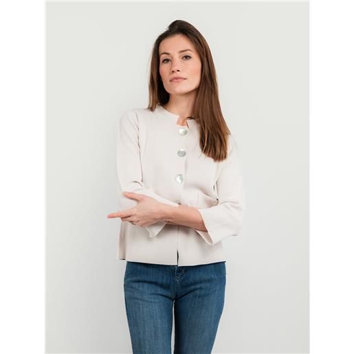 ANDREA MORANDO cardigan color panna con maniche a 3/4