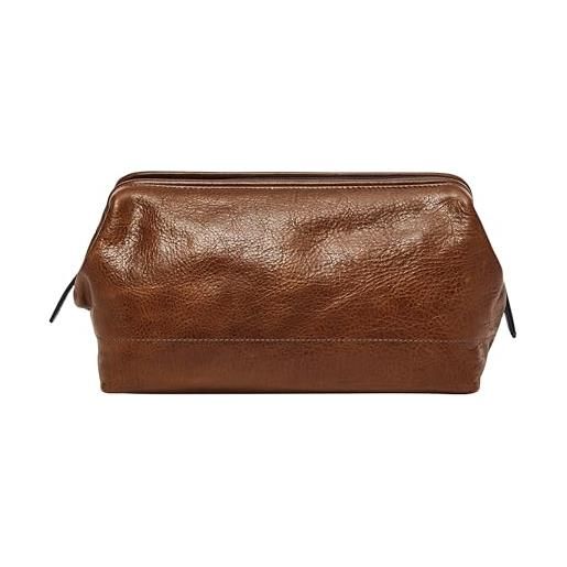 Fossil beauty case da viaggio in pelle da uomo shave dopp kit, cognac, taglia unica, kit da barba da viaggio